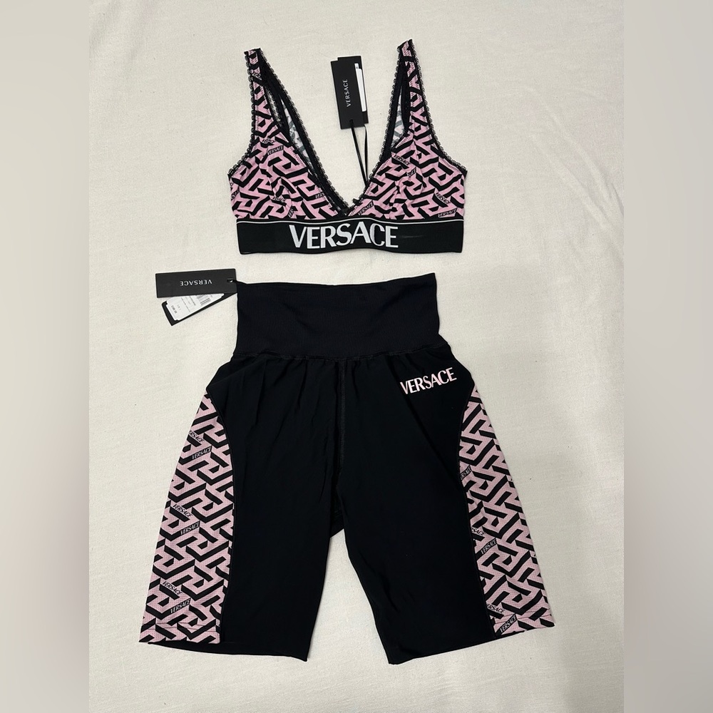 Versace bra top and bike shorts set. Size 2